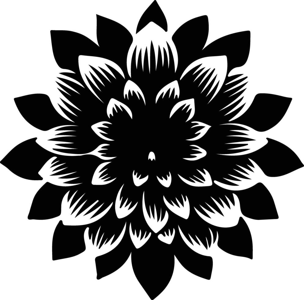 AI generated dahlia  black silhouette vector