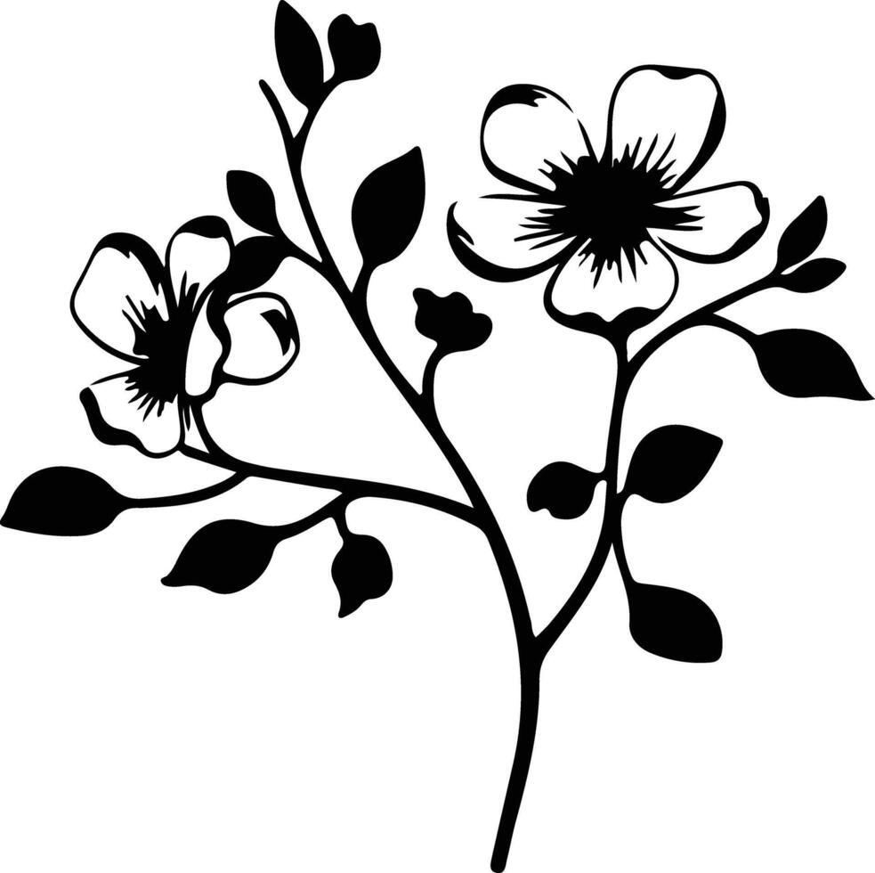 AI generated dogwood  black silhouette vector