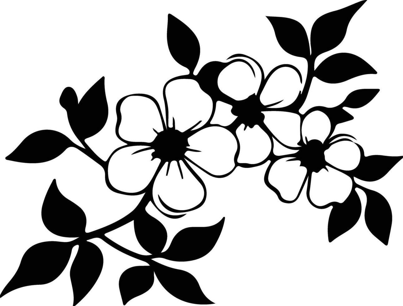 AI generated dogwood black silhouette vector