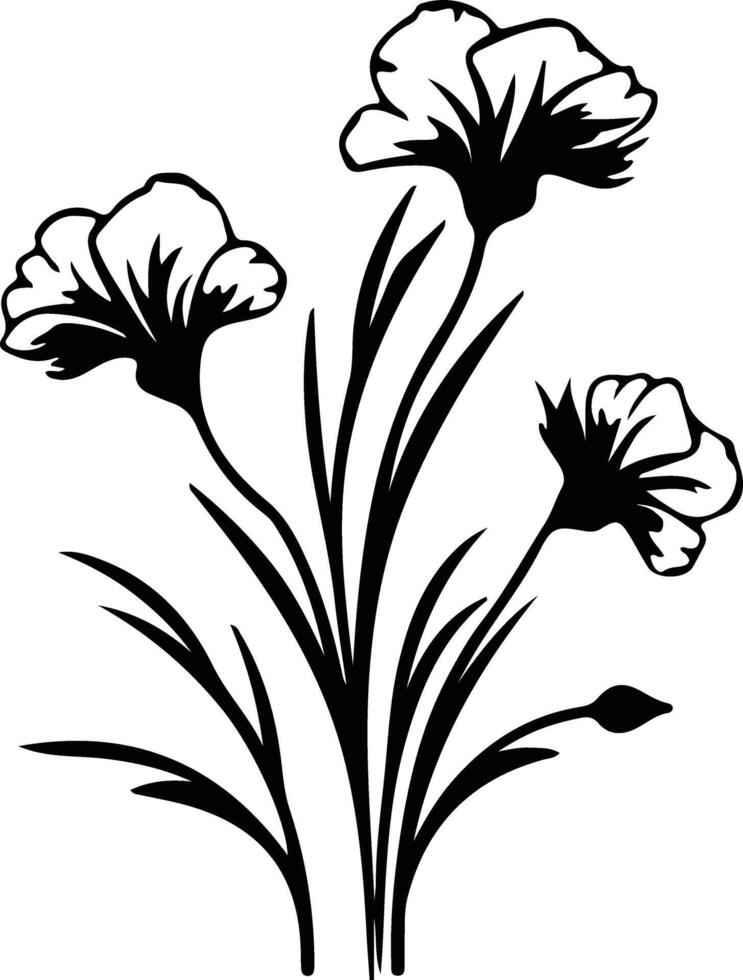 AI generated dianthus  black silhouette vector