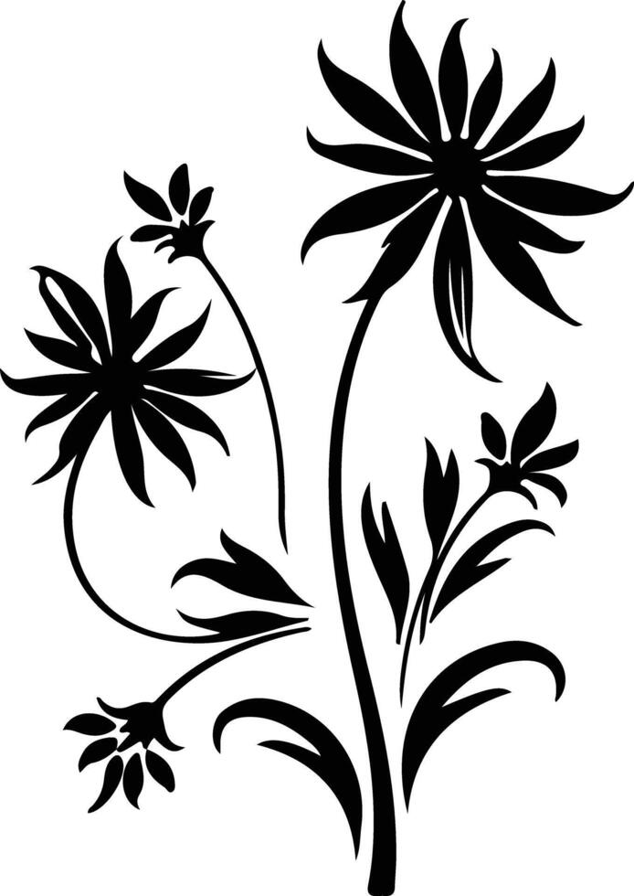 AI generated edelweiss  black silhouette vector