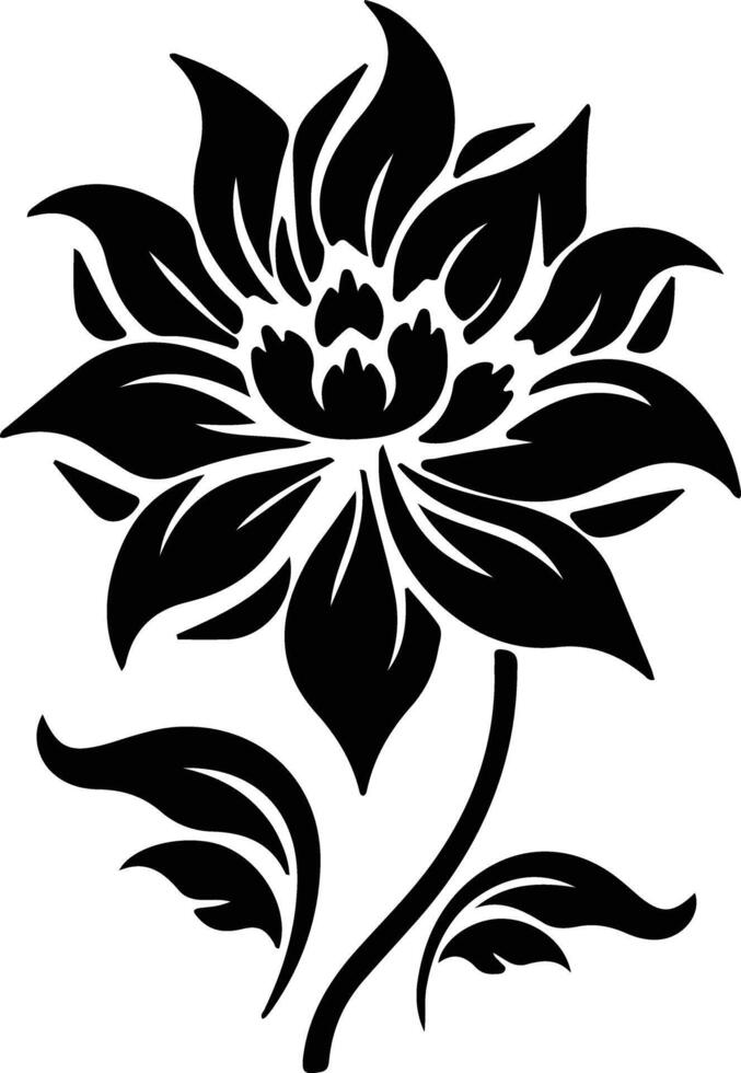 AI generated flower  black silhouette vector