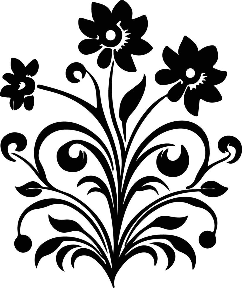 AI generated floret  black silhouette vector