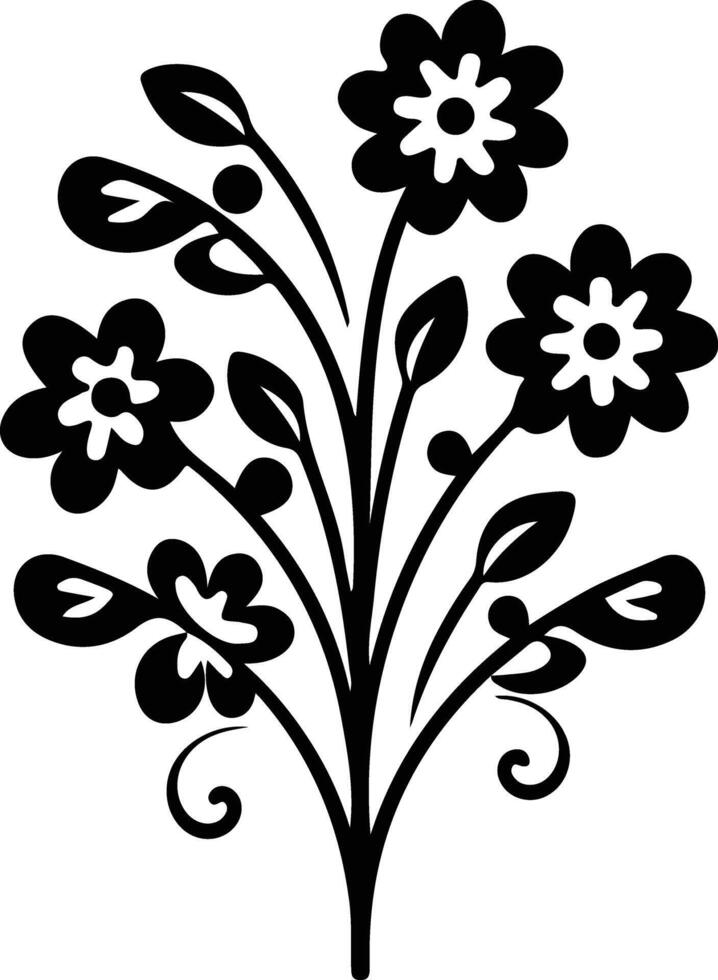 AI generated floret  black silhouette vector