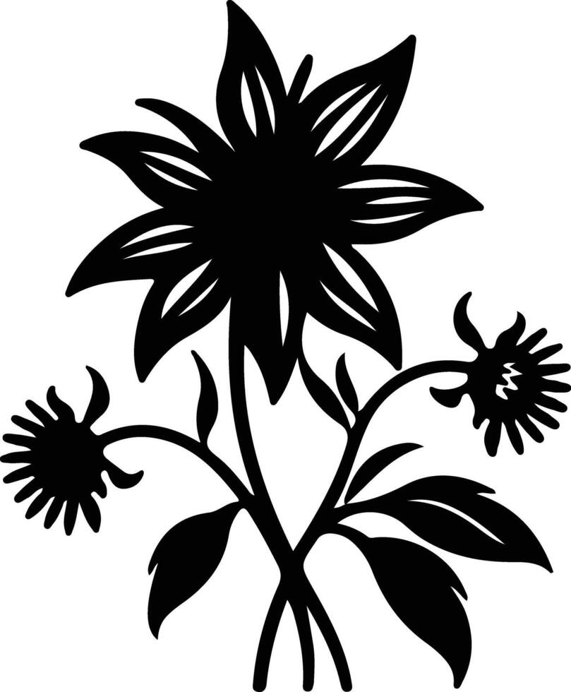 AI generated edelweiss  black silhouette vector