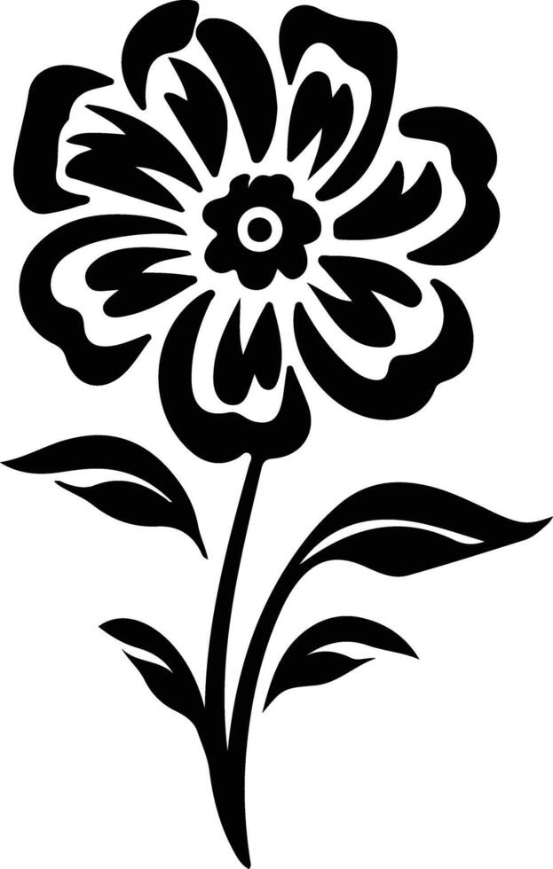 AI generated flower  black silhouette vector