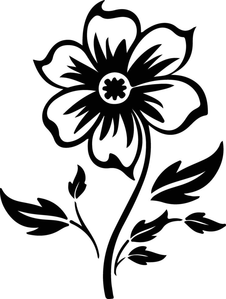 AI generated flower  black silhouette vector