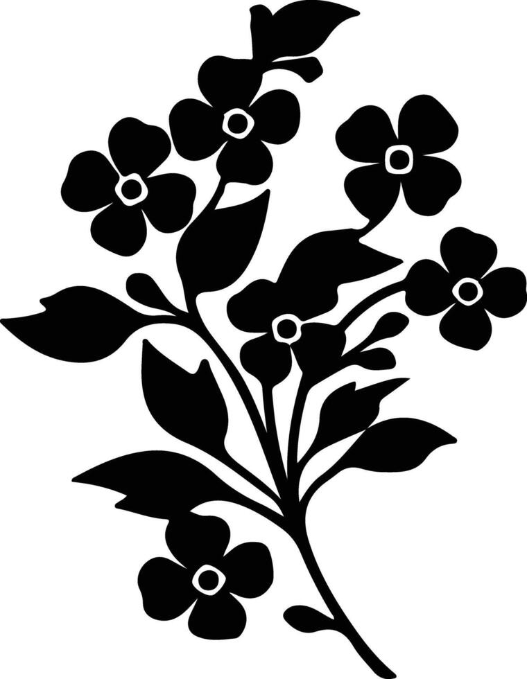 AI generated forget-me-not  black silhouette vector