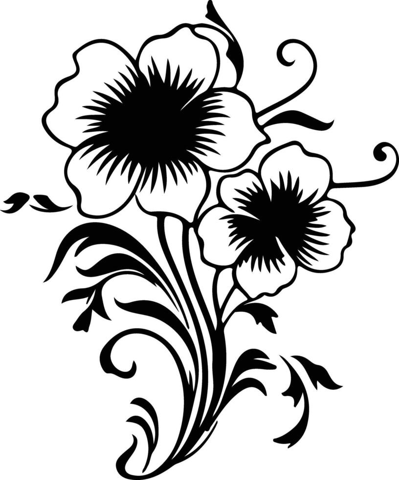 AI generated flower  black silhouette vector