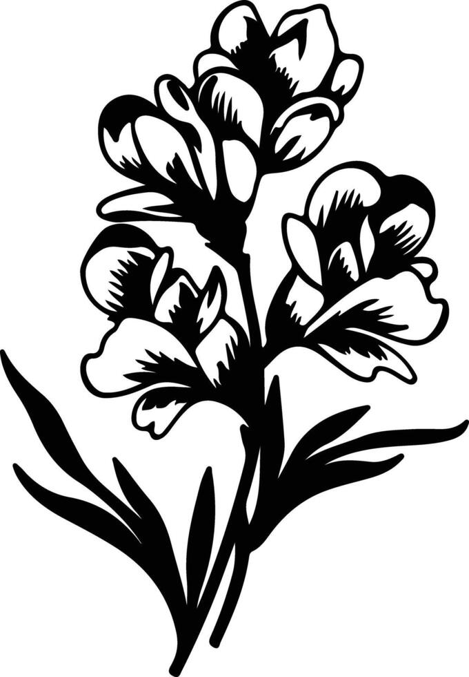 AI generated freesia  black silhouette vector