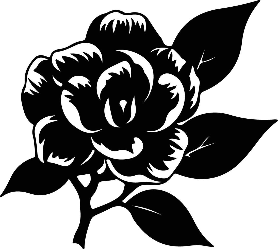 AI generated gardenia  black silhouette vector