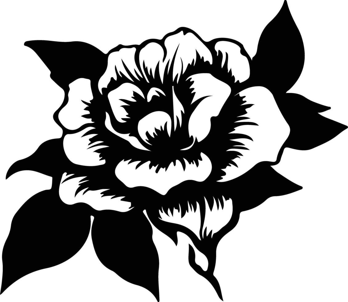 AI generated gardenia  black silhouette vector