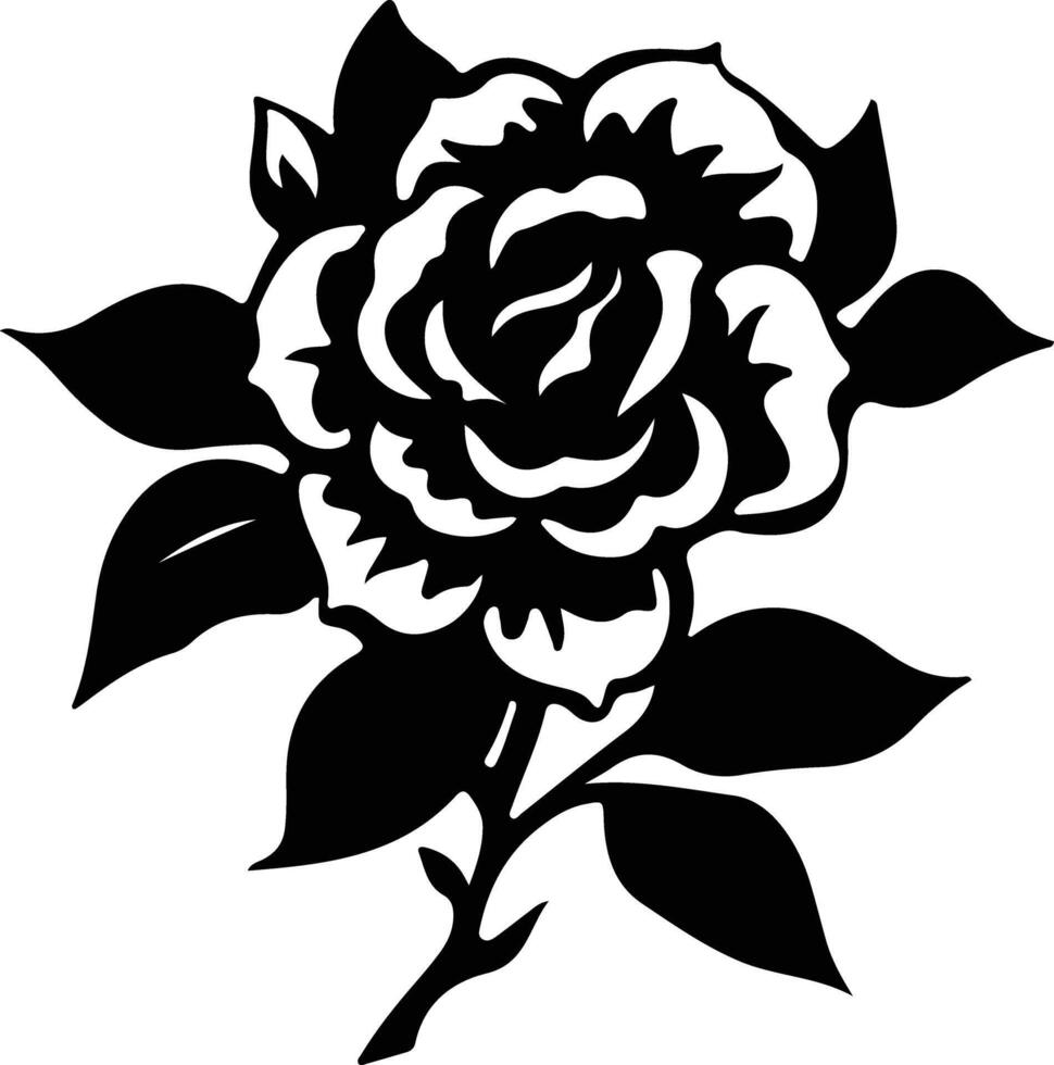 AI generated gardenia black silhouette vector