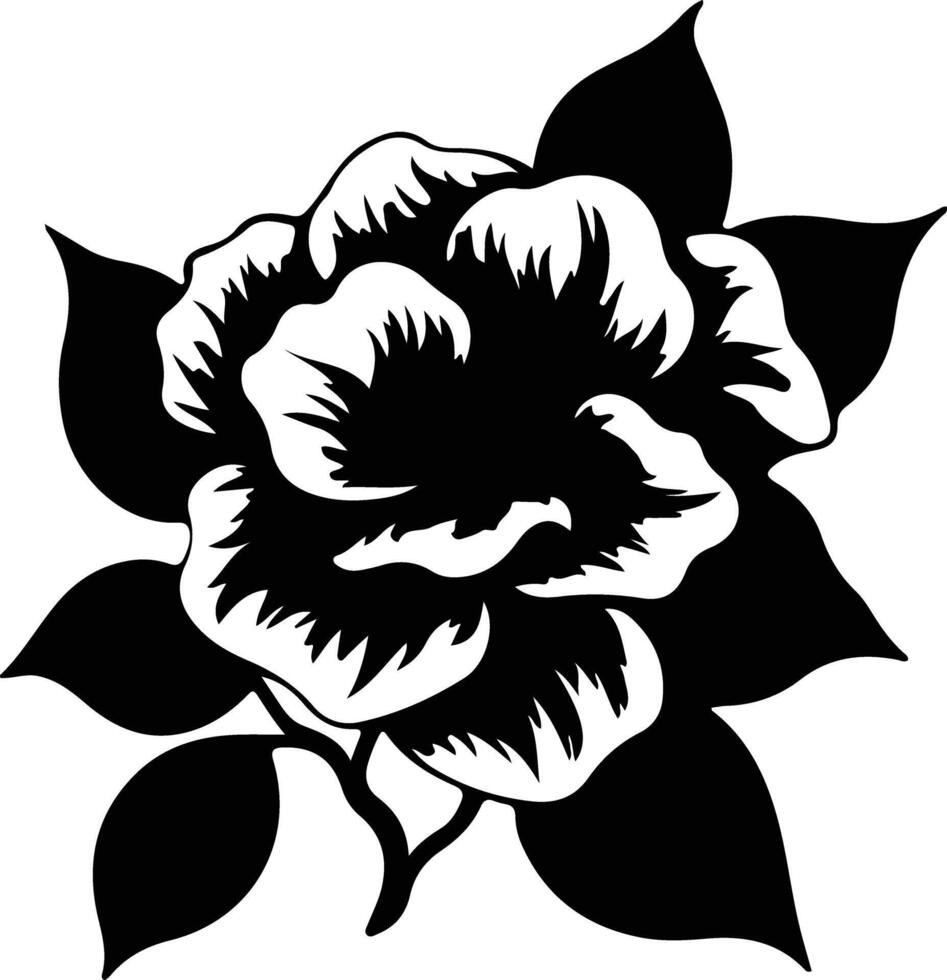 AI generated gardenia  black silhouette vector