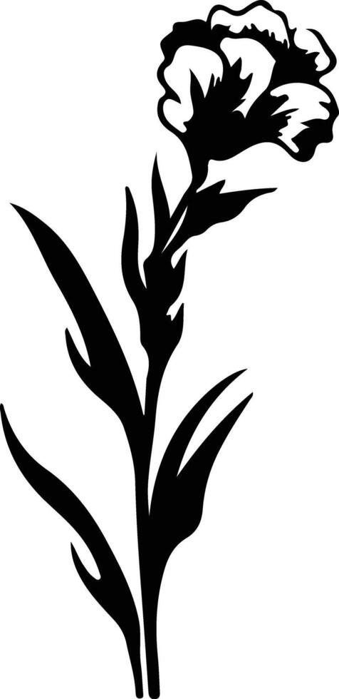 AI generated gladiolus black silhouette vector