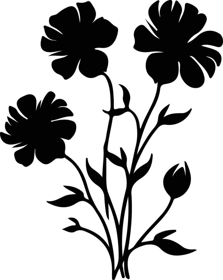 AI generated gillyflower  black silhouette vector