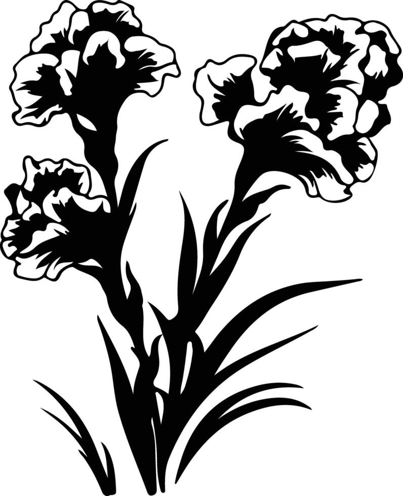 AI generated gladiolus  black silhouette vector