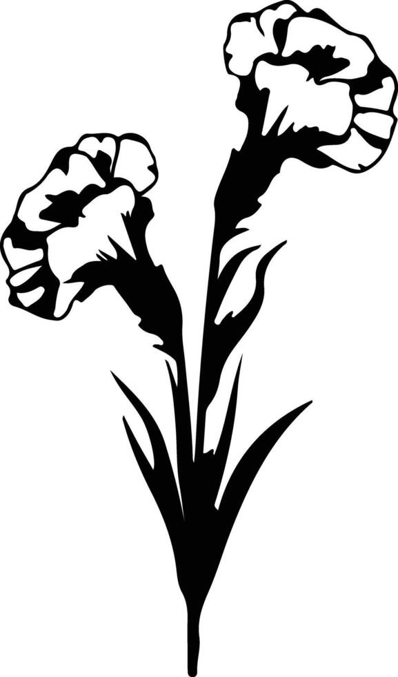 AI generated gladiolus  black silhouette vector