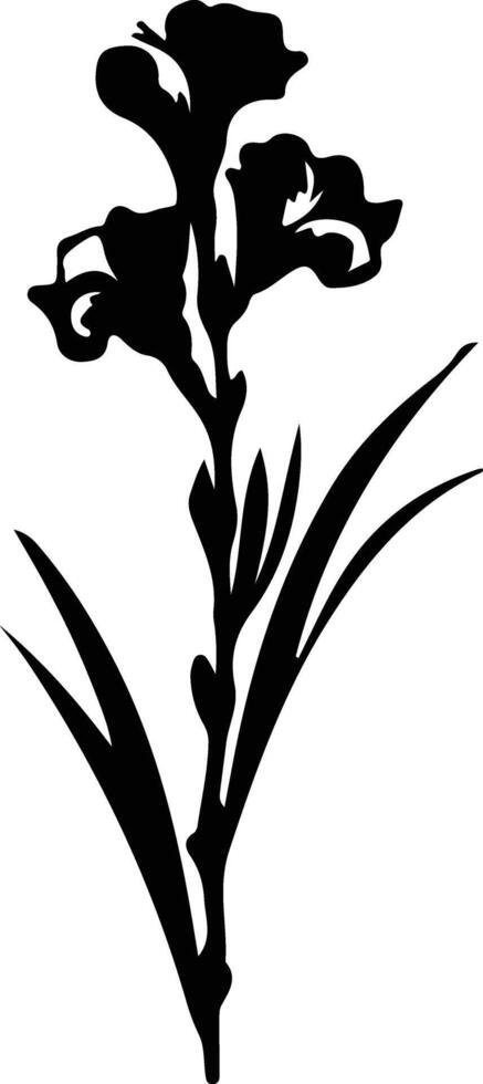 AI generated gladiolus  black silhouette vector