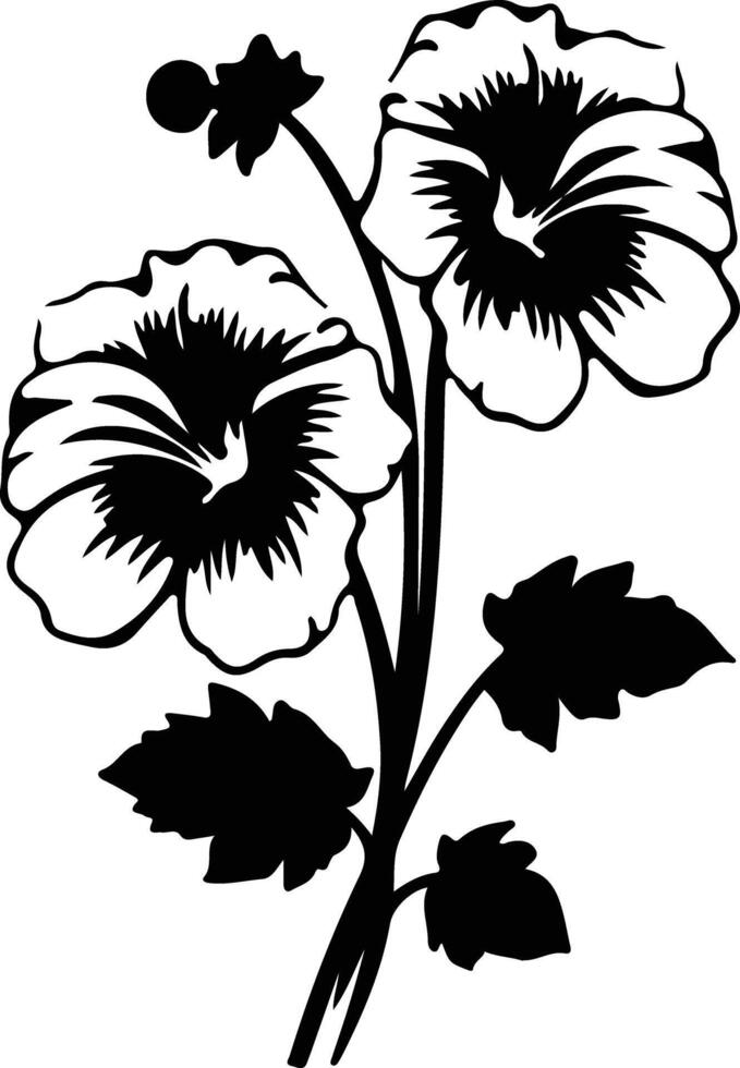 AI generated hollyhock  black silhouette vector