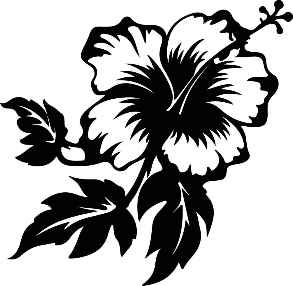 AI generated hibiscus black silhouette vector