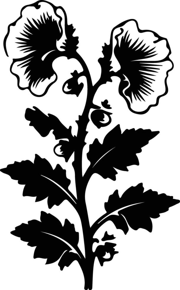 AI generated hollyhock  black silhouette vector