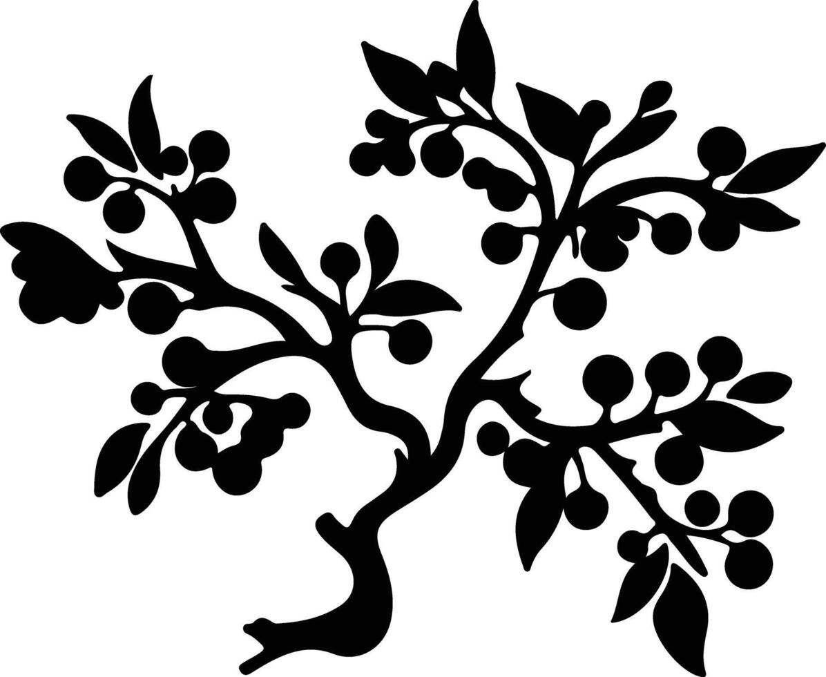 AI generated hawthorn  black silhouette vector