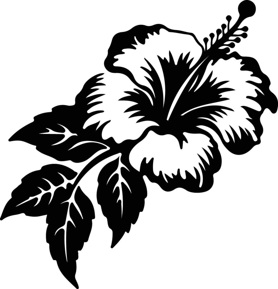 AI generated hibiscus  black silhouette vector