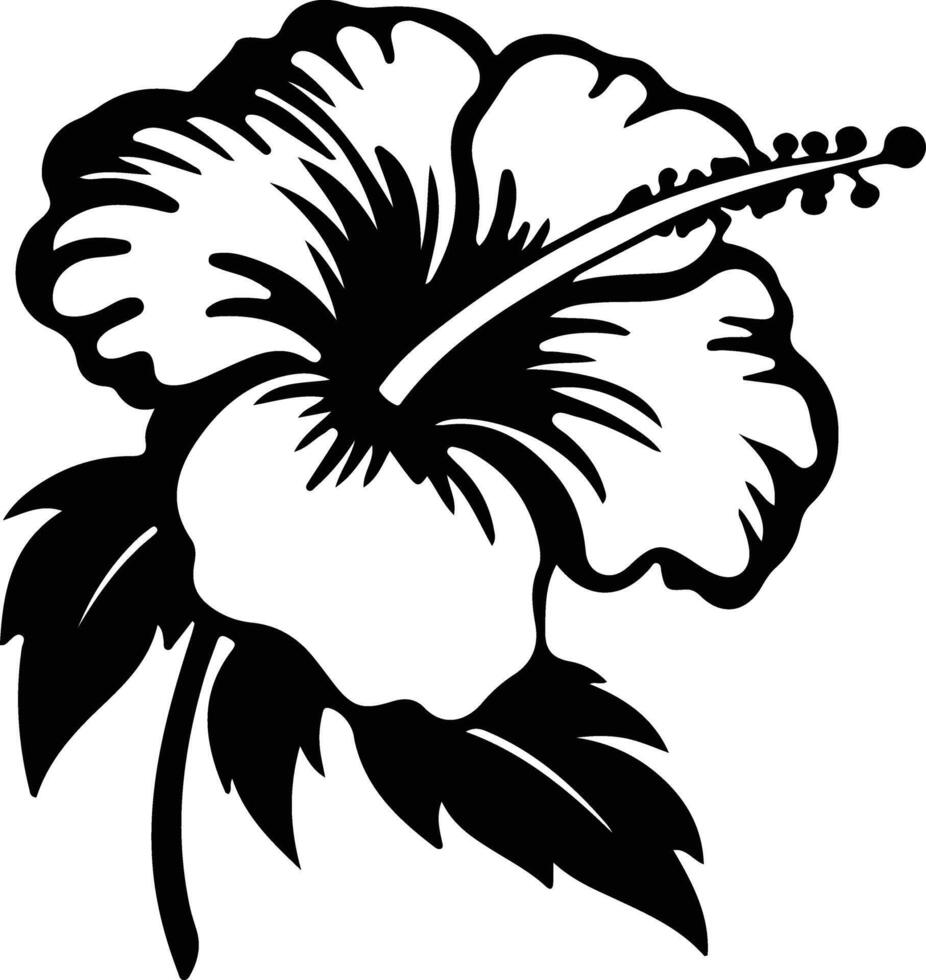 AI generated hibiscus  black silhouette vector