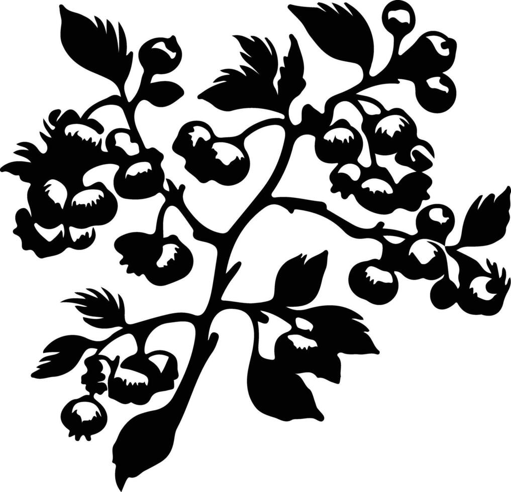 AI generated hawthorn  black silhouette vector