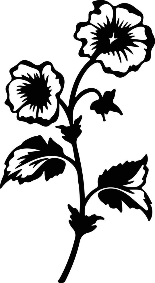 AI generated hollyhock  black silhouette vector