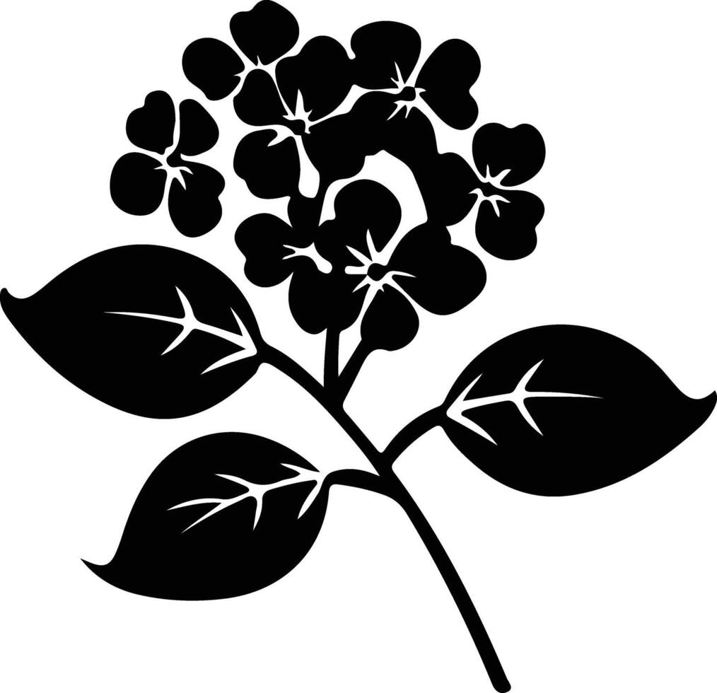 ai generado hortensia negro silueta vector