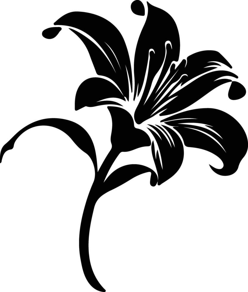 AI generated lily  black silhouette vector