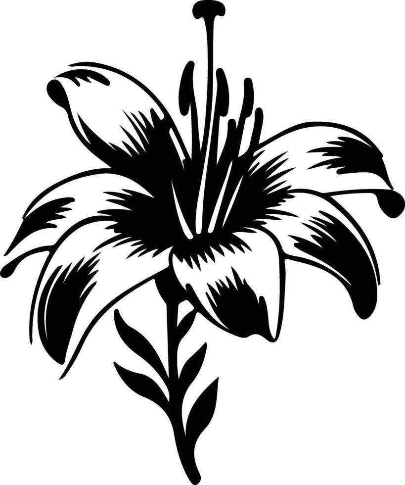 AI generated lily  black silhouette vector