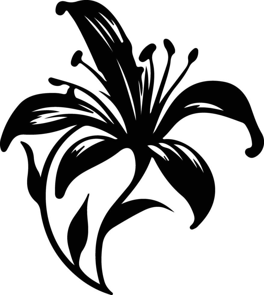 AI generated lily  black silhouette vector