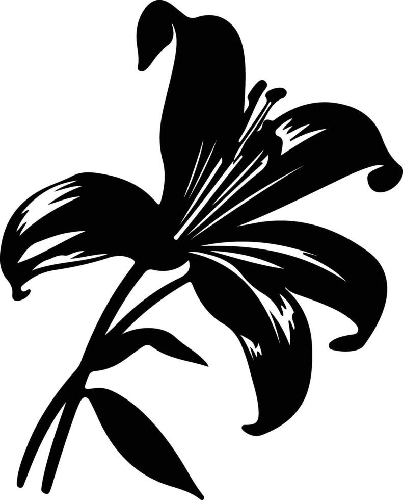 AI generated lily  black silhouette vector