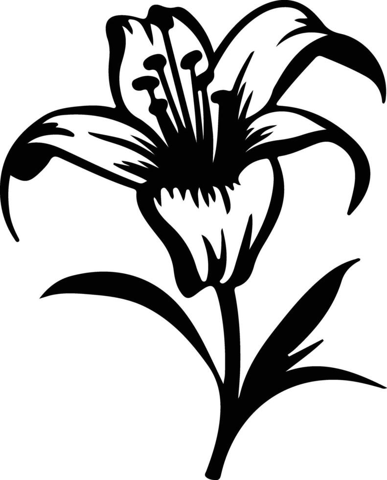 AI generated lily  black silhouette vector