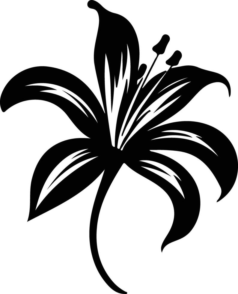 AI generated lily  black silhouette vector