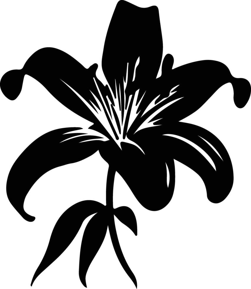 AI generated lily  black silhouette vector