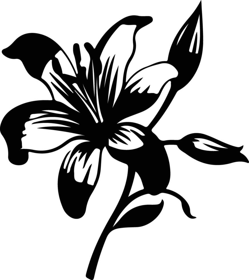 AI generated lily  black silhouette vector