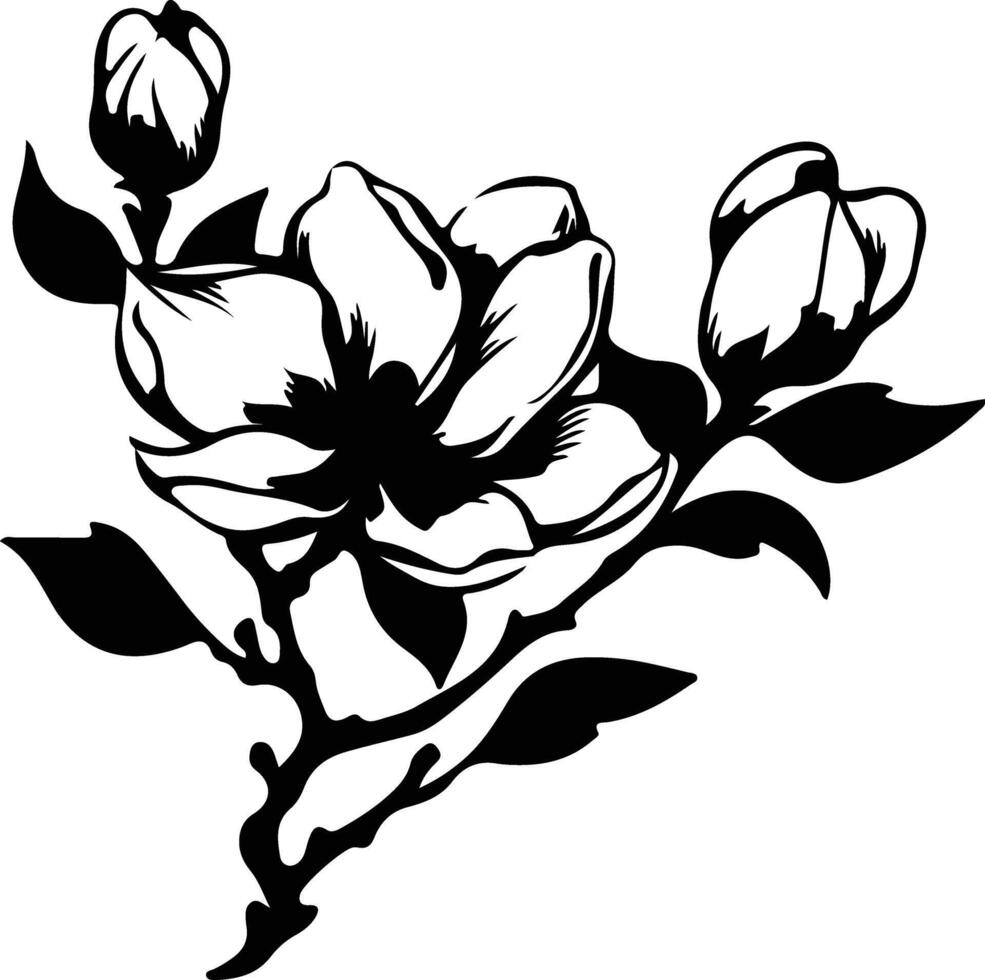 ai generado magnolia negro silueta vector