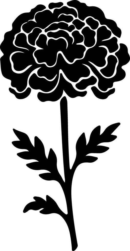 AI generated marigold  black silhouette vector