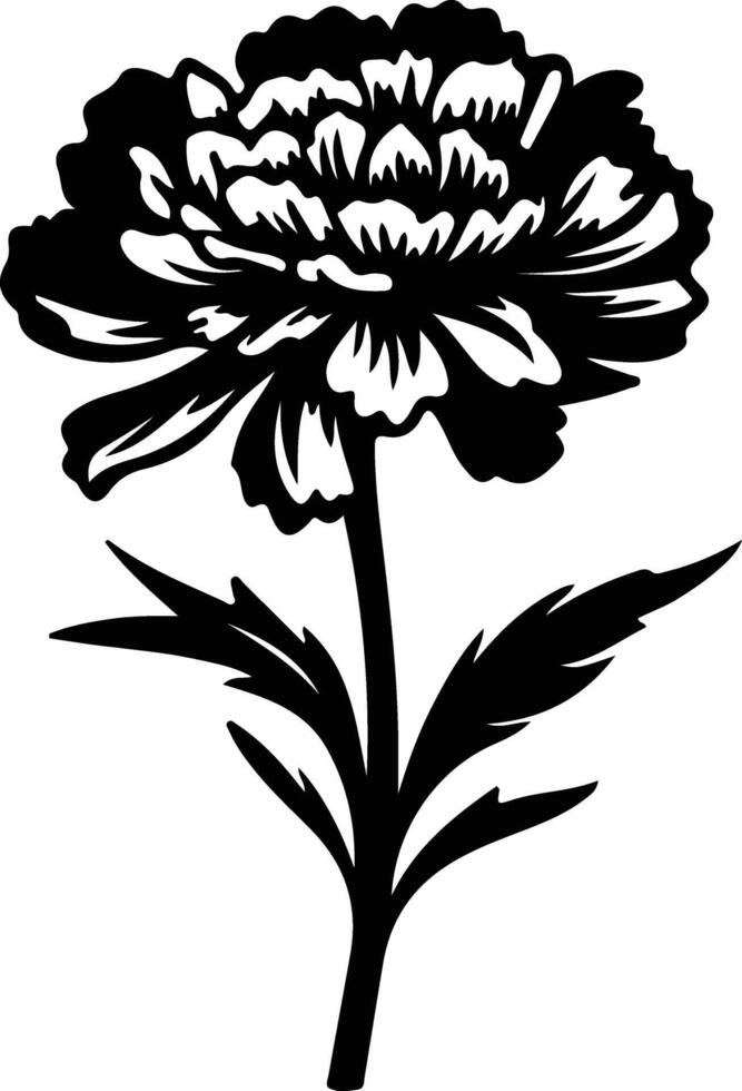 AI generated marigold  black silhouette vector