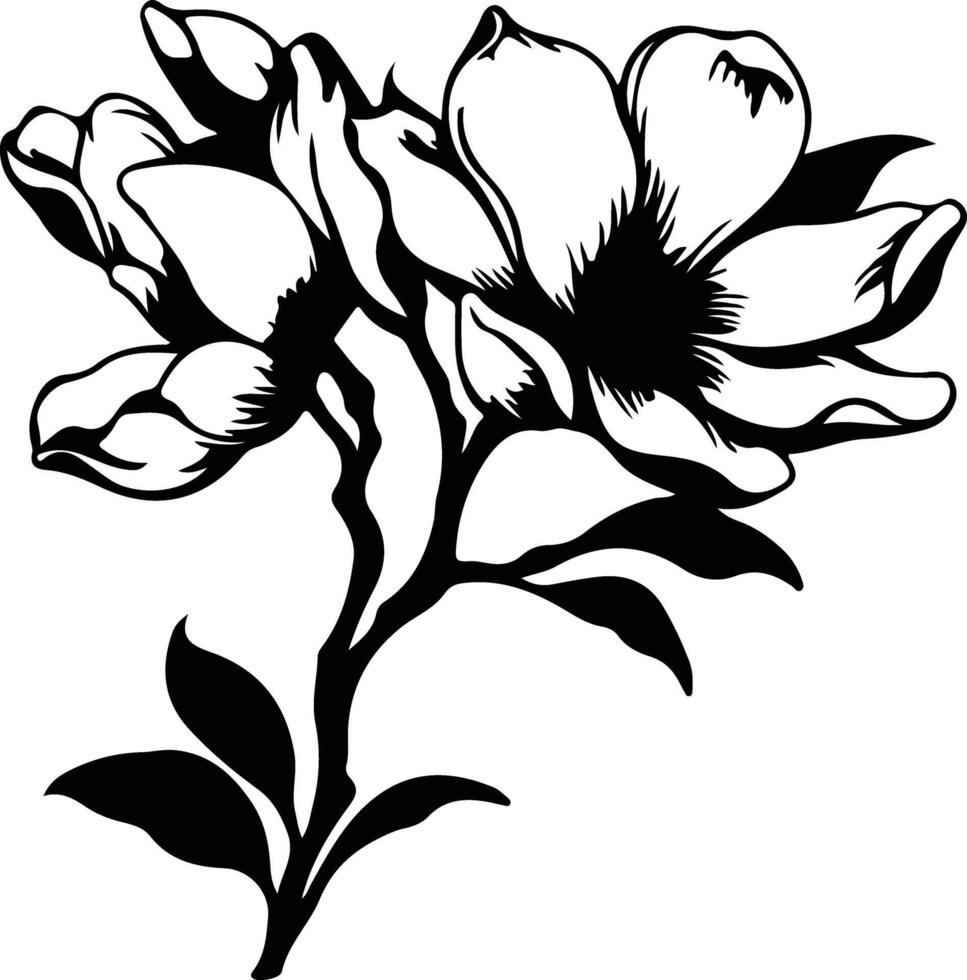 AI generated magnolia  black silhouette vector