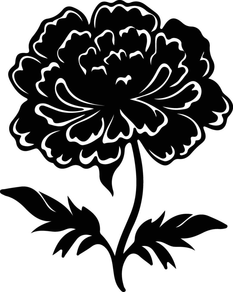 AI generated marigold  black silhouette vector