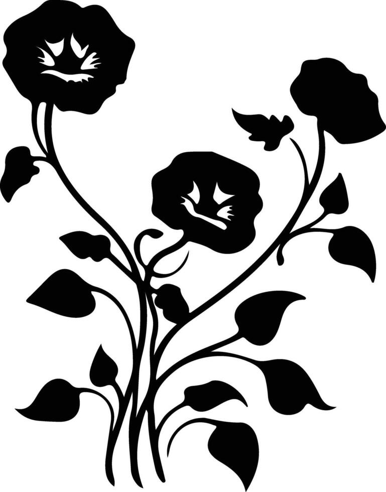 AI generated morning glory  black silhouette vector