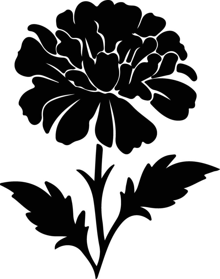 AI generated marigold  black silhouette vector
