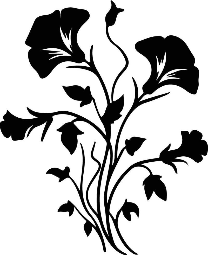 AI generated morning glory  black silhouette vector
