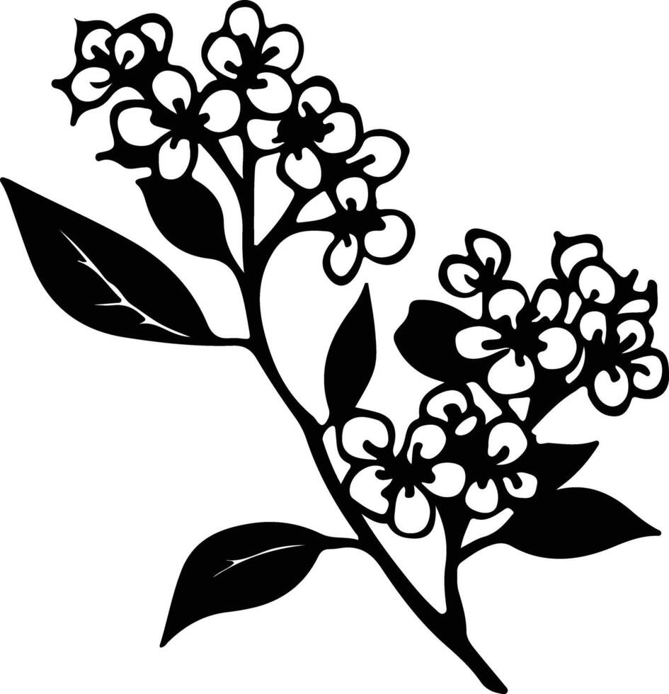 AI generated mountain laurel  black silhouette vector
