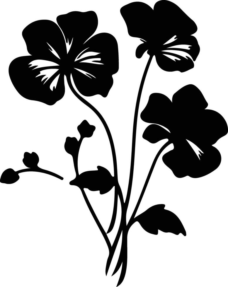AI generated nasturtium  black silhouette vector